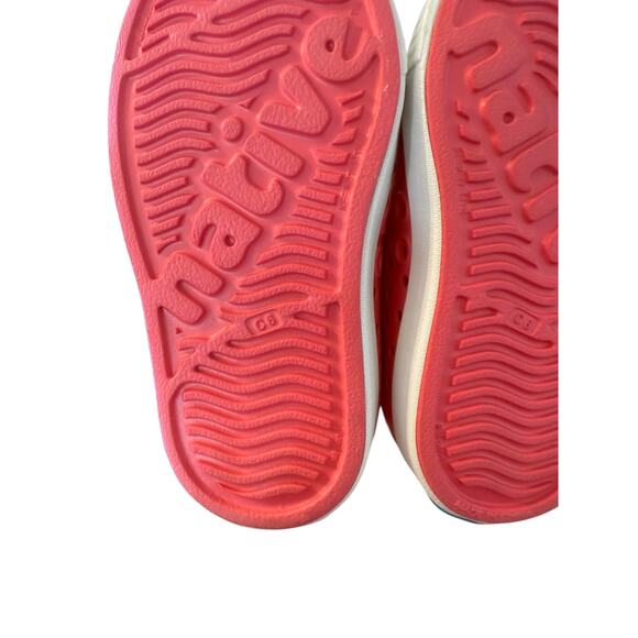 Native Jefferson Kids Flamingo Pink Shell White Casual Shoes C6 - Picture 9 of 9